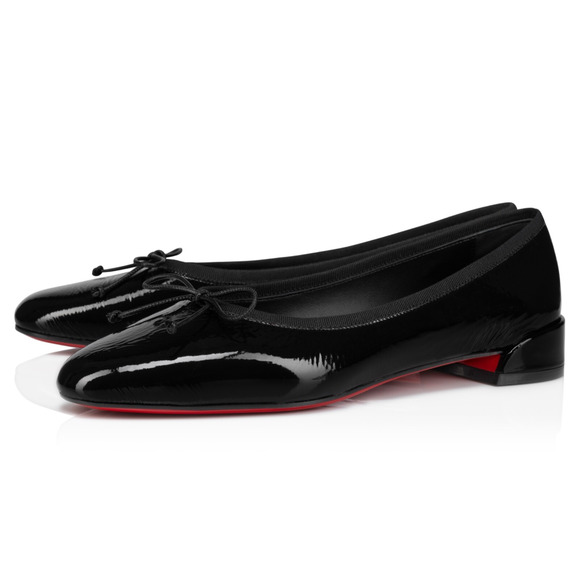 Christian Louboutin Sweetie Jane Flat Black Patent Leather Ballet Ballerina 41.5 - Picture 1 of 14